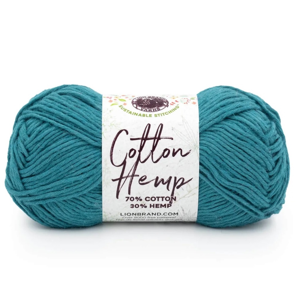 NWT Hemp and Cotton Yarn - TEAL - 3.5 oz - 164 yards - Lion Brand - Eco Friendly